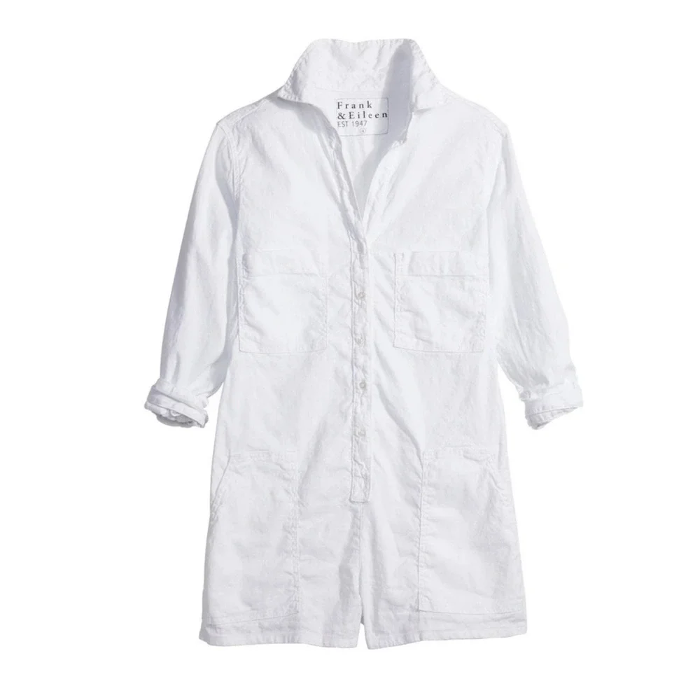 Frank & Eileen Ireland Playsuit Linen Romper Long Sleeve White Size XS - Picture 2 of 8